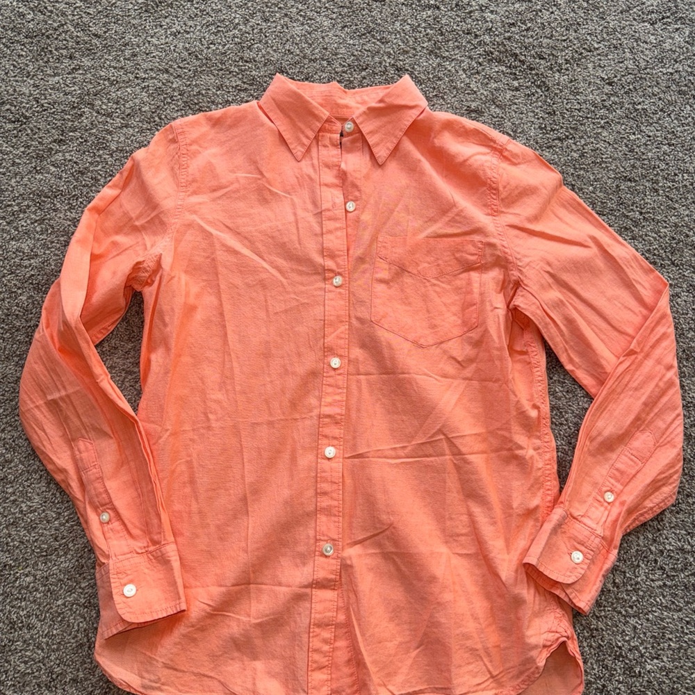 Lauren Ralph Lauren Women’s Small Denim Labeled Button-Up Shirt Salmon Mint Cond